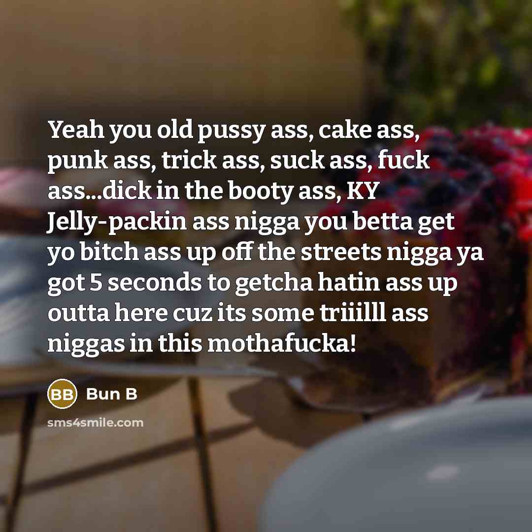 “Yeah you old pussy ass, cake ass, punk ass, trick…” quote by Bun B