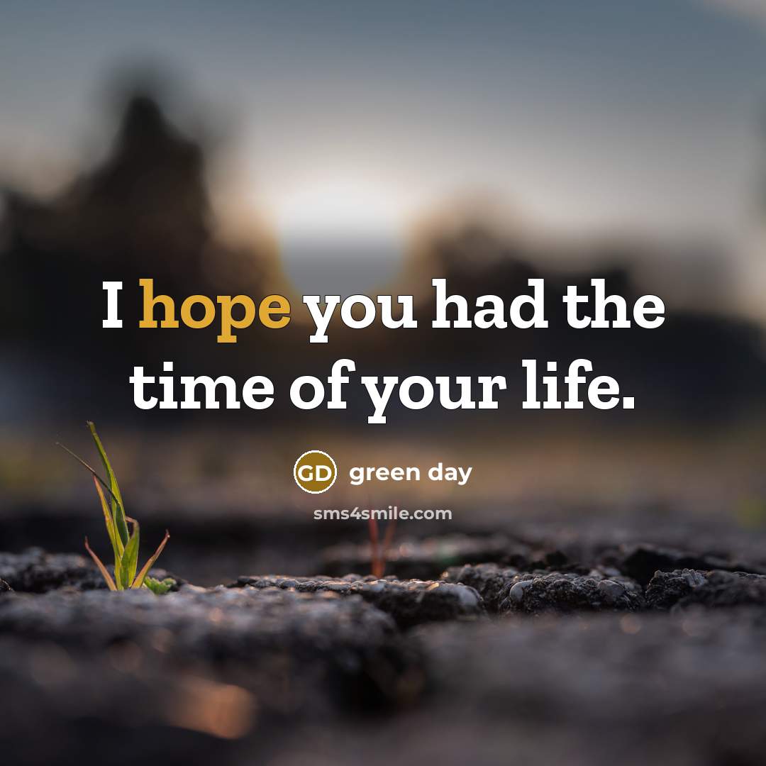 “I hope you had the time of your life.…” quote by Green Day
