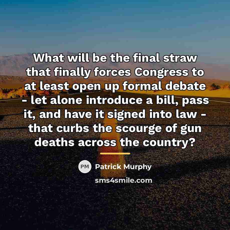 “What will be the final straw that finally forces Congress…” quote by Patrick Murphy