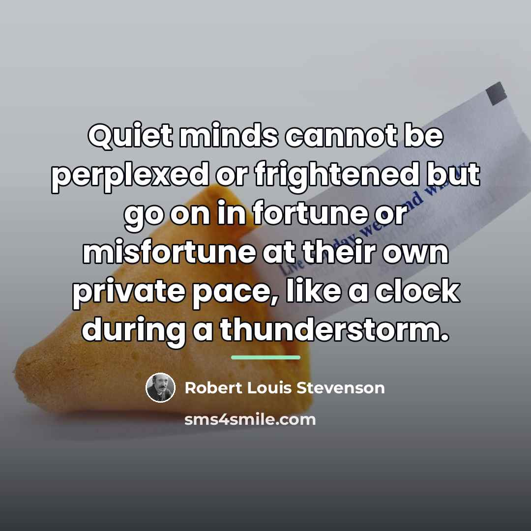 “Quiet minds cannot be perplexed or frightened but go on…” quote by Robert Louis Stevenson