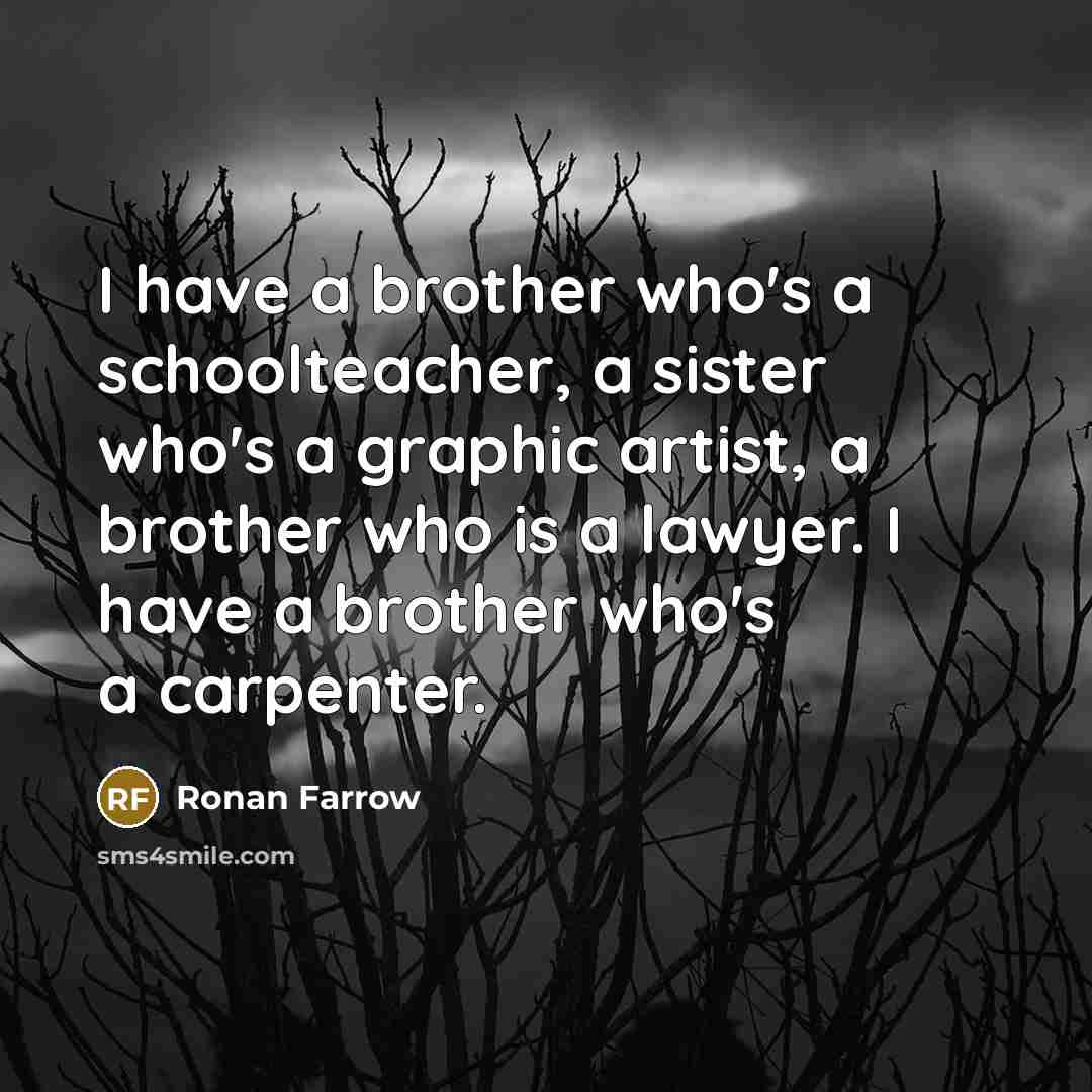 “I have a brother who's a schoolteacher, a sister who's…” quote by Ronan Farrow