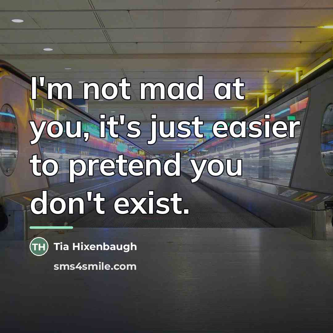“I'm not mad at you, it's just easier to pretend…” quote by Tia Hixenbaugh