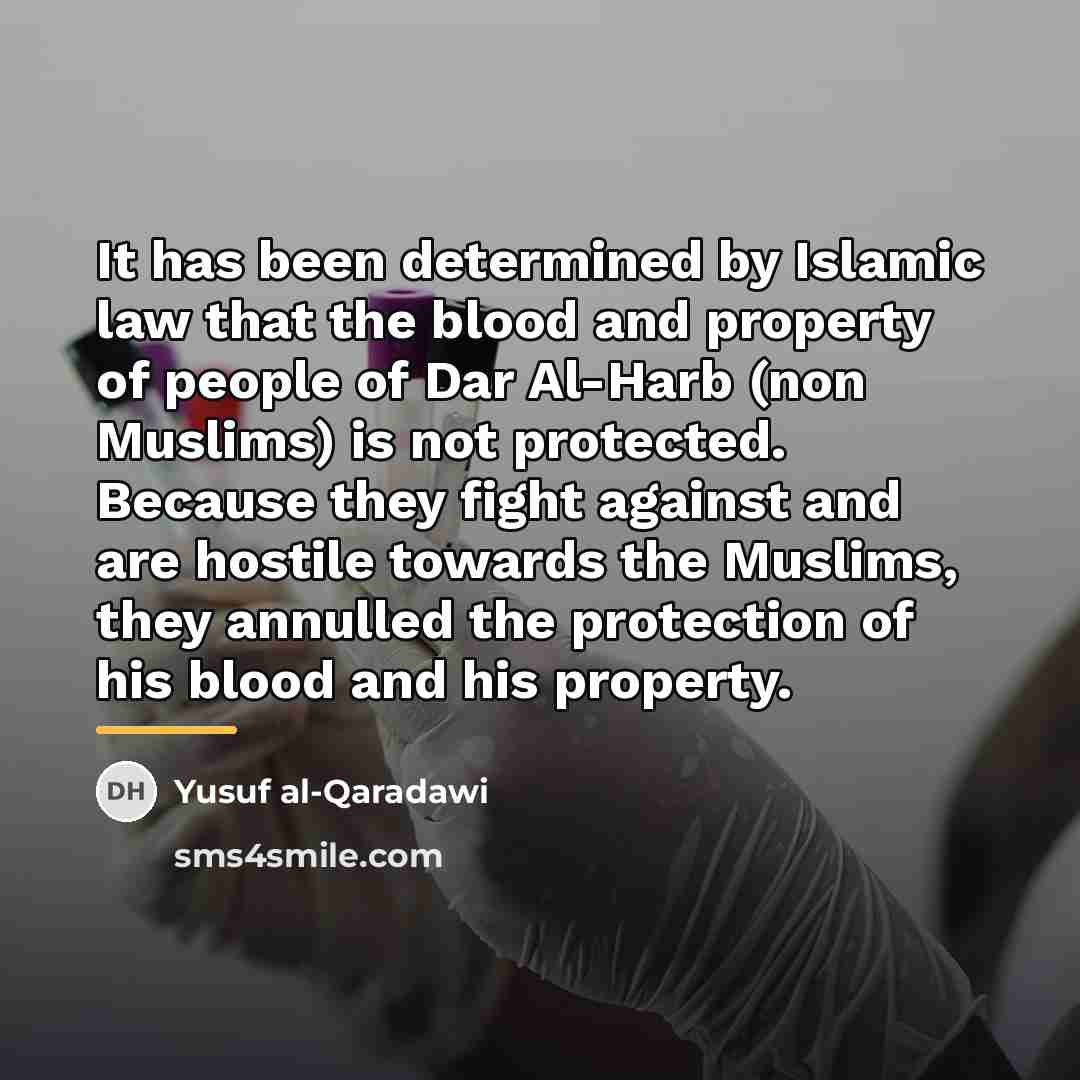 “It has been determined by Islamic law that the blood…” quote by Yusuf al-Qaradawi