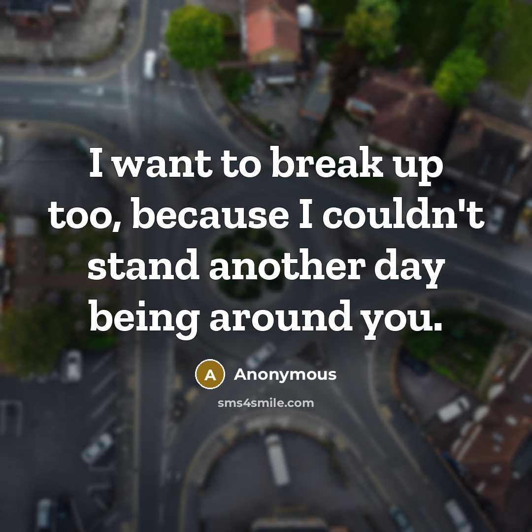 “I want to break up too, because I couldn't stand…” quote by Anonymous