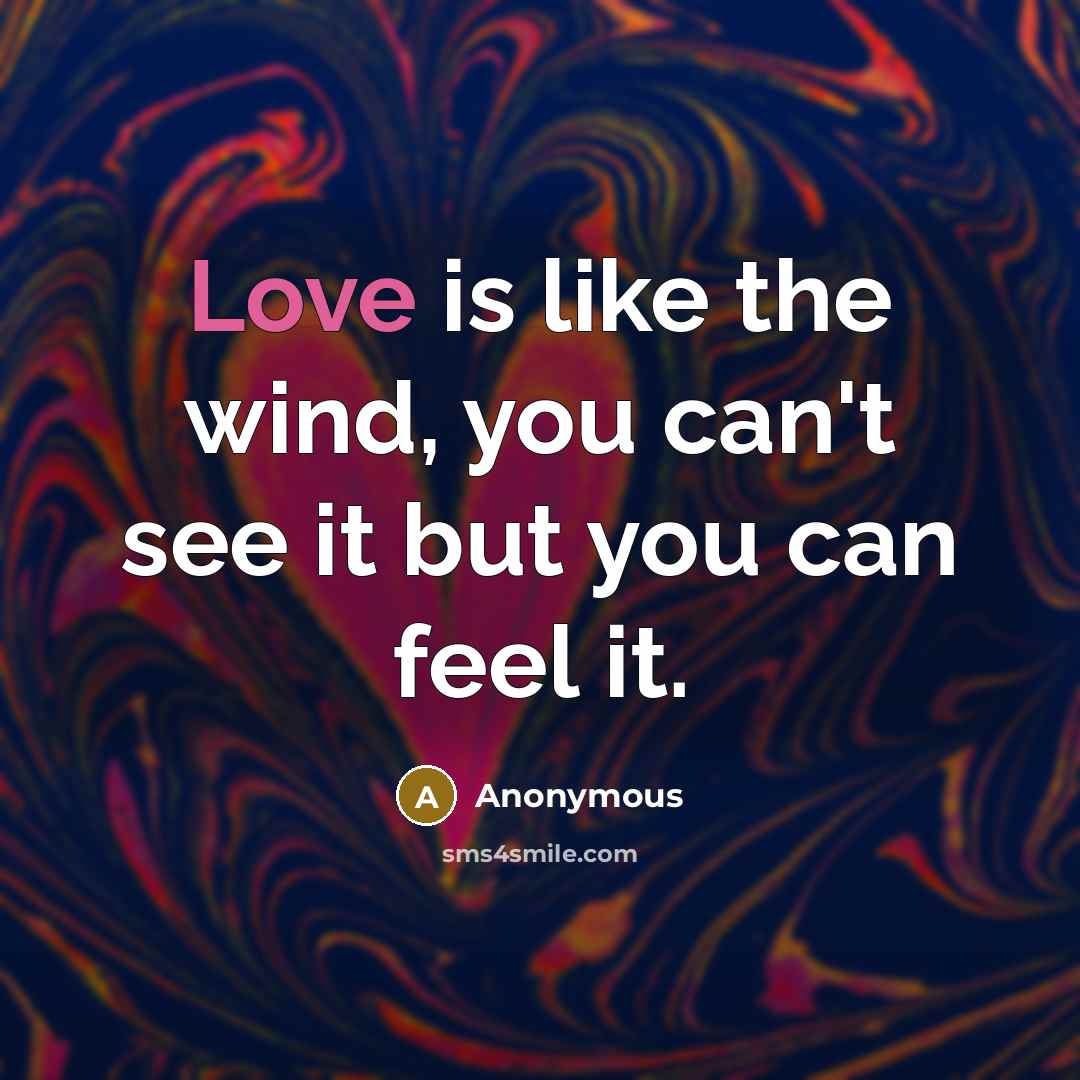 “Love is like the wind, you can't see it but…” quote by Anonymous