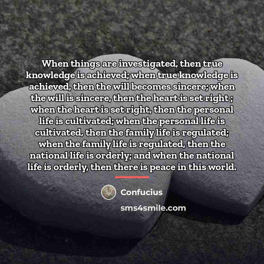 “When things are investigated, then true knowledge is achieved; when…” quote by Confucius