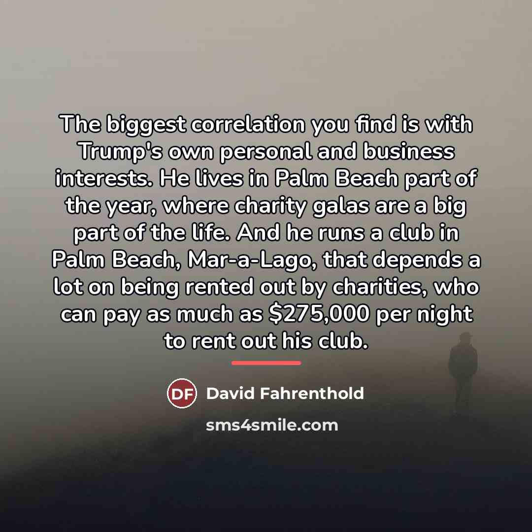 “The biggest correlation you find is with Trump's own personal…” quote by David Fahrenthold