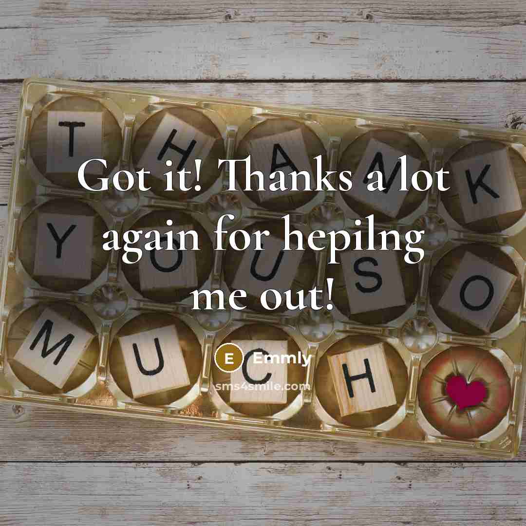 “Got it! Thanks a lot again for hepilng me out!…” quote by Emmly