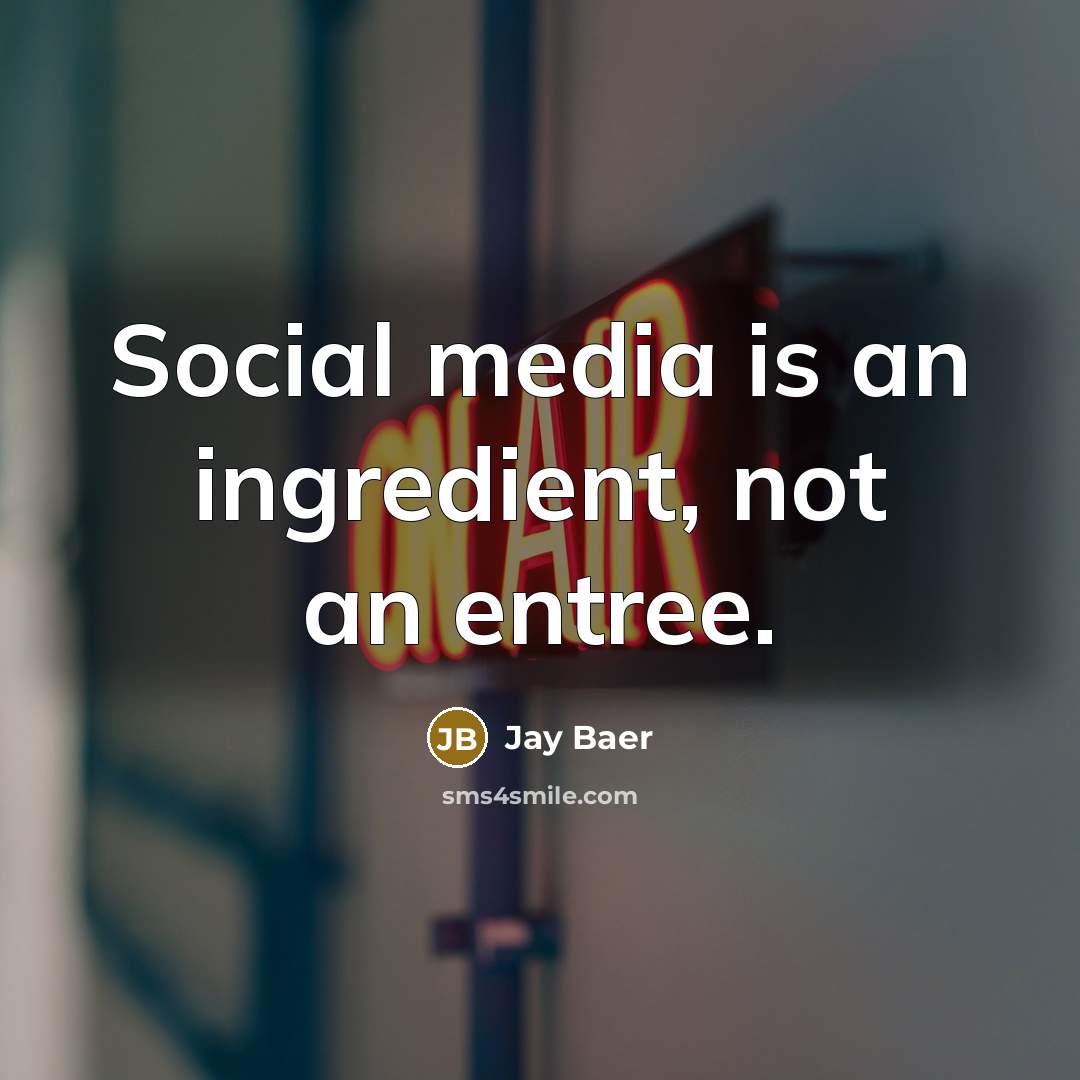 “Social media is an ingredient, not an entree.…” quote by Jay Baer