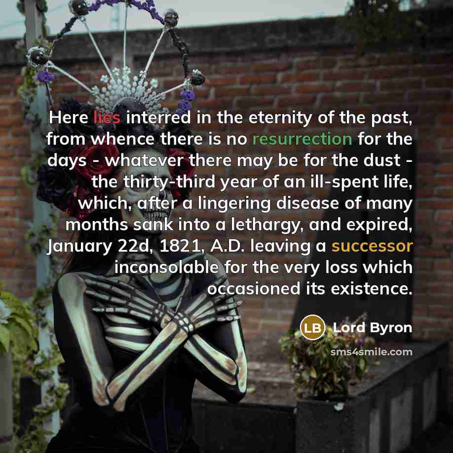 “Here lies interred in the eternity of the past, from…” quote by Lord Byron