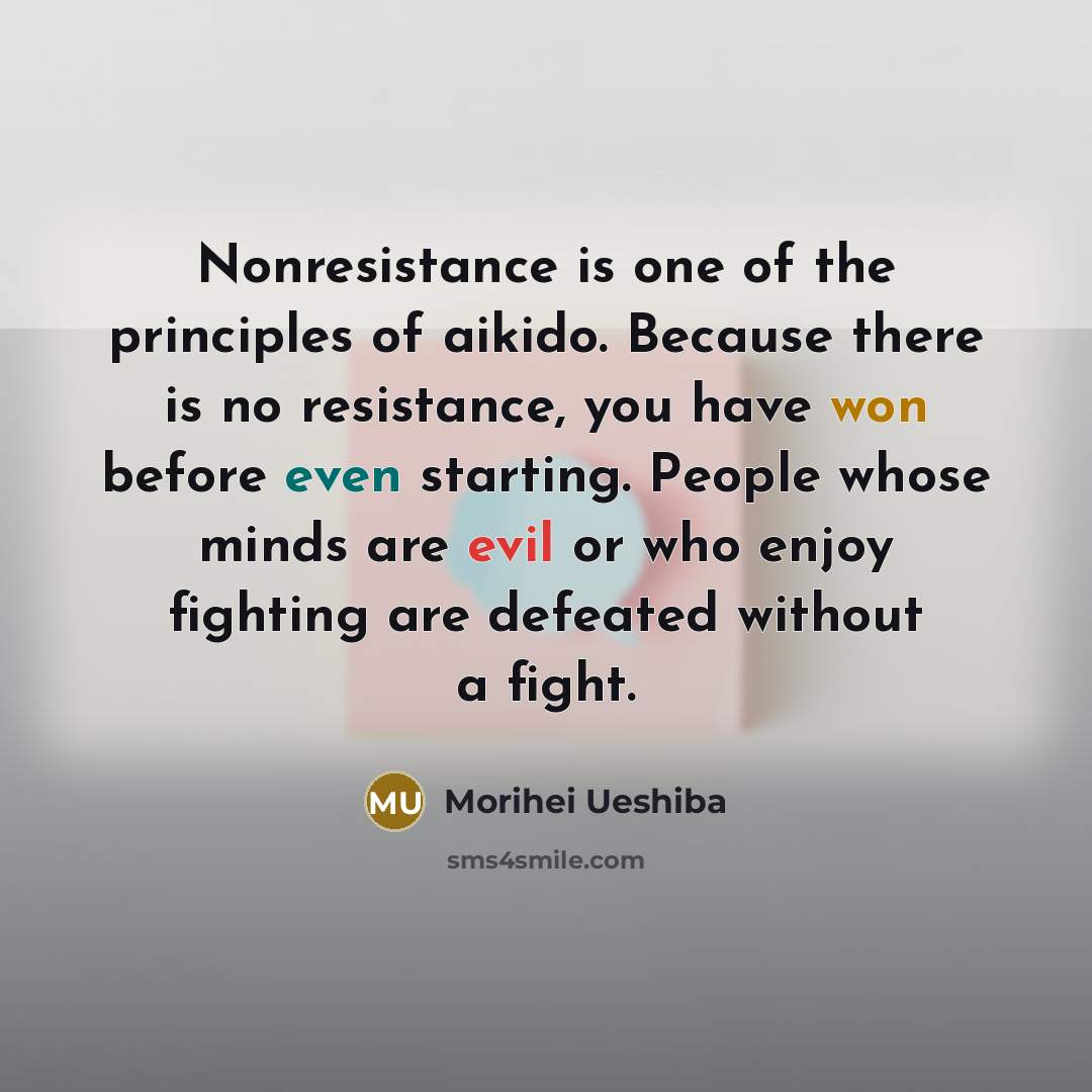 “Nonresistance is one of the principles of aikido. Because there…” quote by Morihei Ueshiba