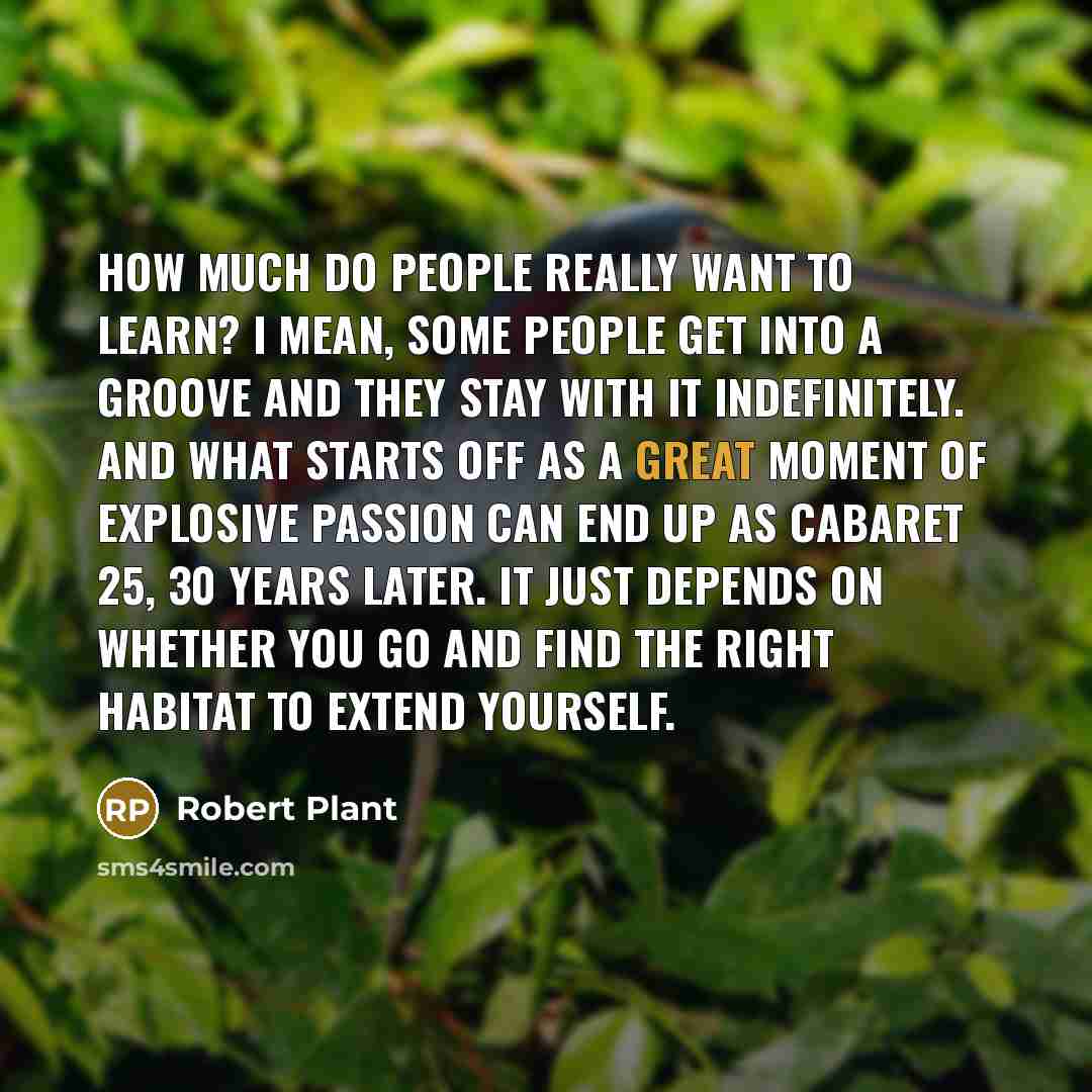 “How much do people really want to learn? I mean,…” quote by Robert Plant