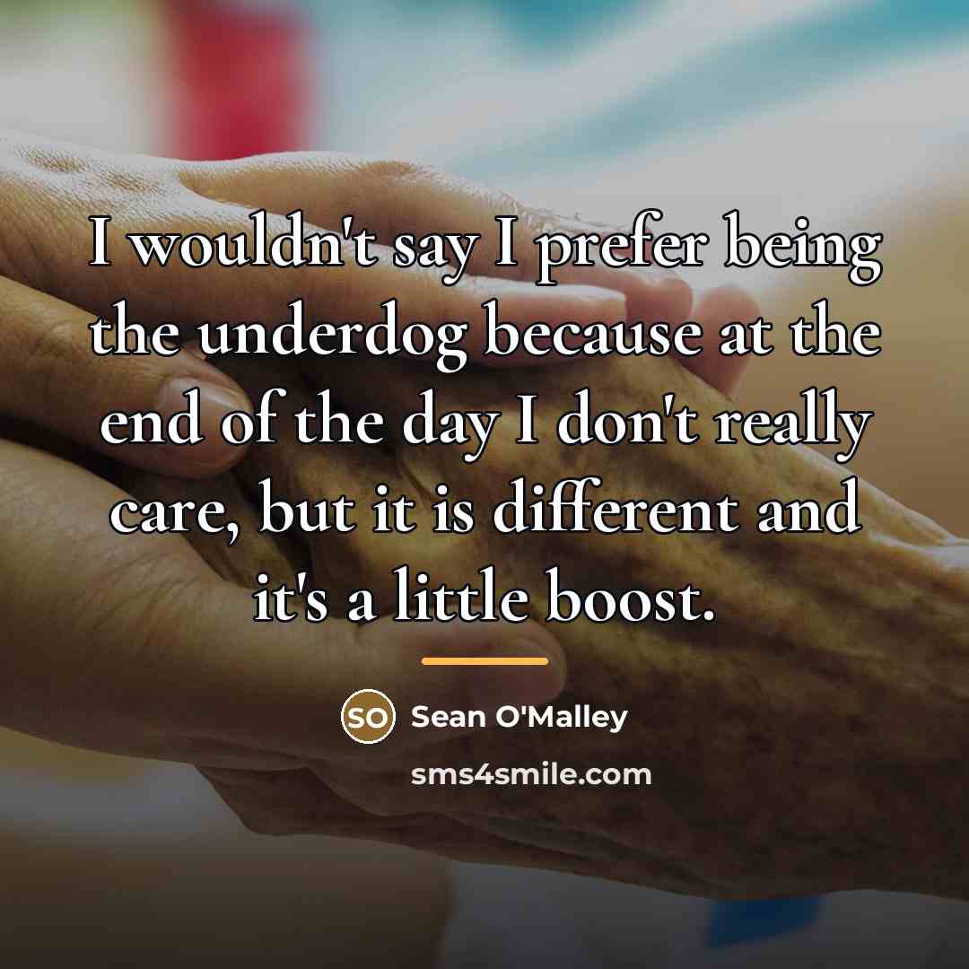 “I wouldn't say I prefer being the underdog because at…” quote by Sean O'Malley