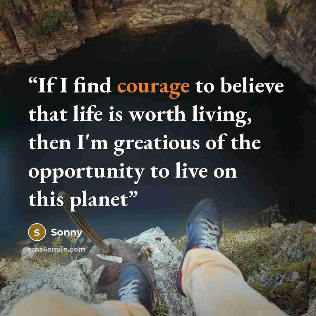 “If I find courage to believe that life is worth living, then I'm greatious of the opportunity to live on this planet” quote by Sonny