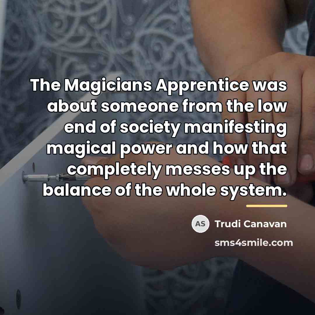 “The Magicians Apprentice was about someone from the low end…” quote by Trudi Canavan
