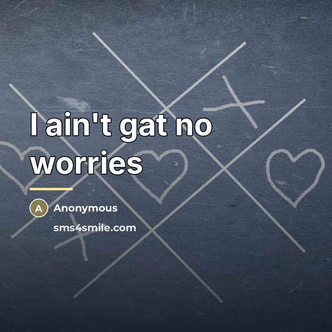 “I ain't gat no worries…” quote by Anonymous