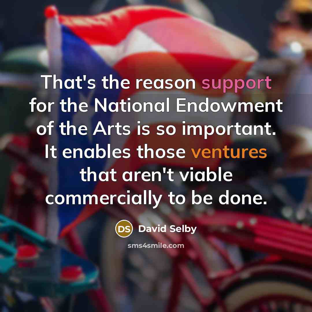 “That's the reason support for the National Endowment of the Arts is so important. It enables those ventures that aren't viable commercially to be done.” quote by David Selby