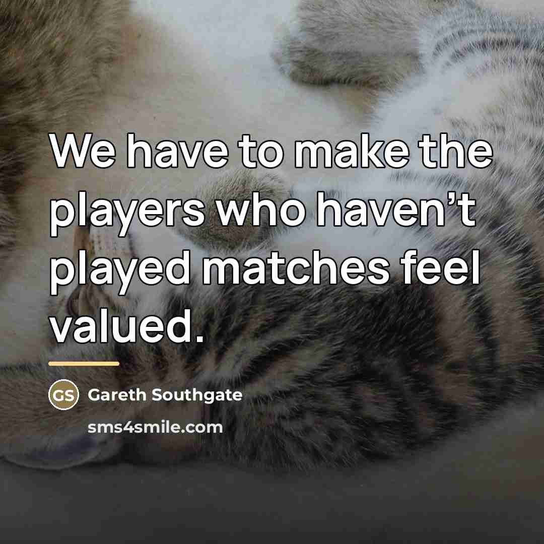 “We have to make the players who haven't played matches…” quote by Gareth Southgate