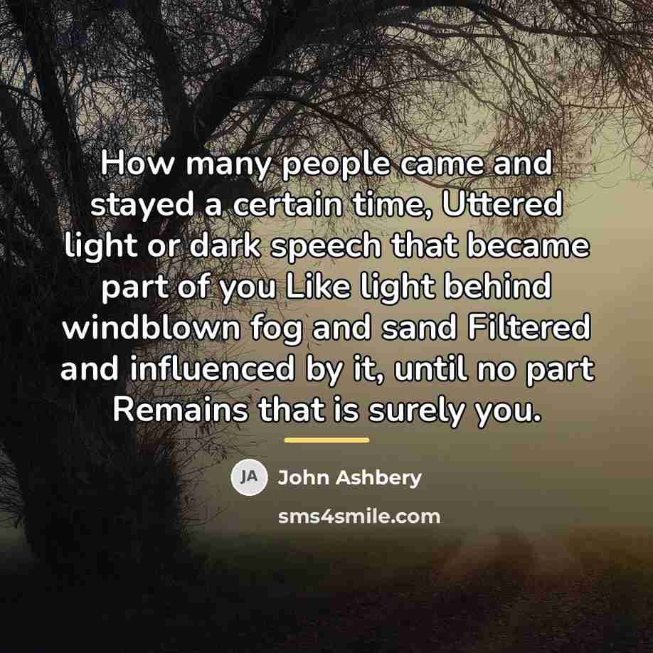 “How many people came and stayed a certain time, Uttered…” quote by John Ashbery