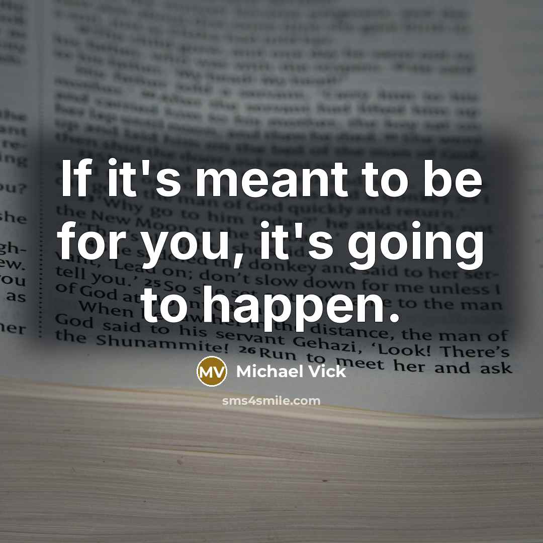 “If it's meant to be for you, it's going to…” quote by Michael Vick