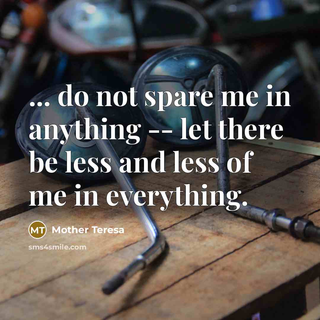 “... do not spare me in anything -- let there be less and less of me in everything.” quote by Mother Teresa
