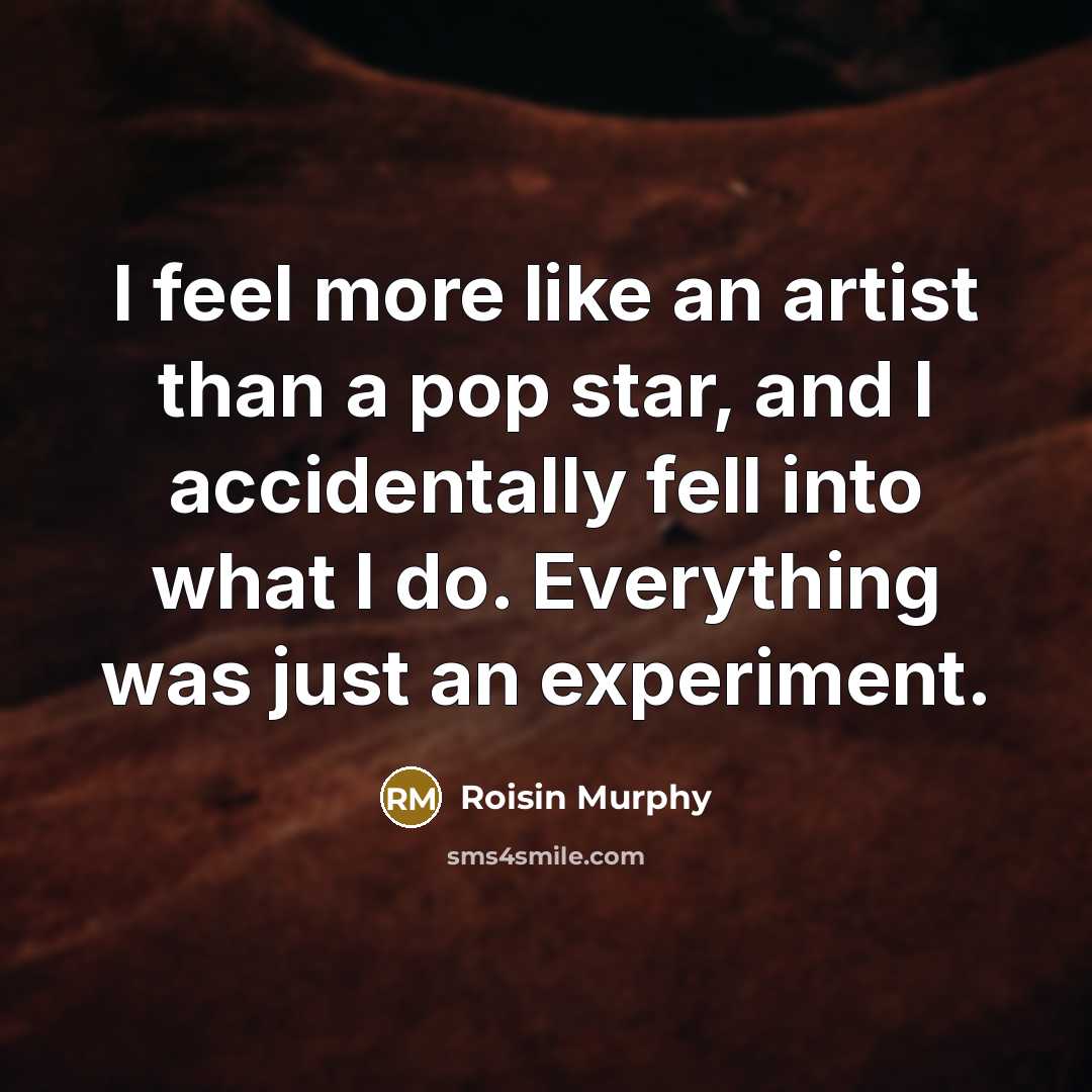 “I feel more like an artist than a pop star,…” quote by Roisin Murphy