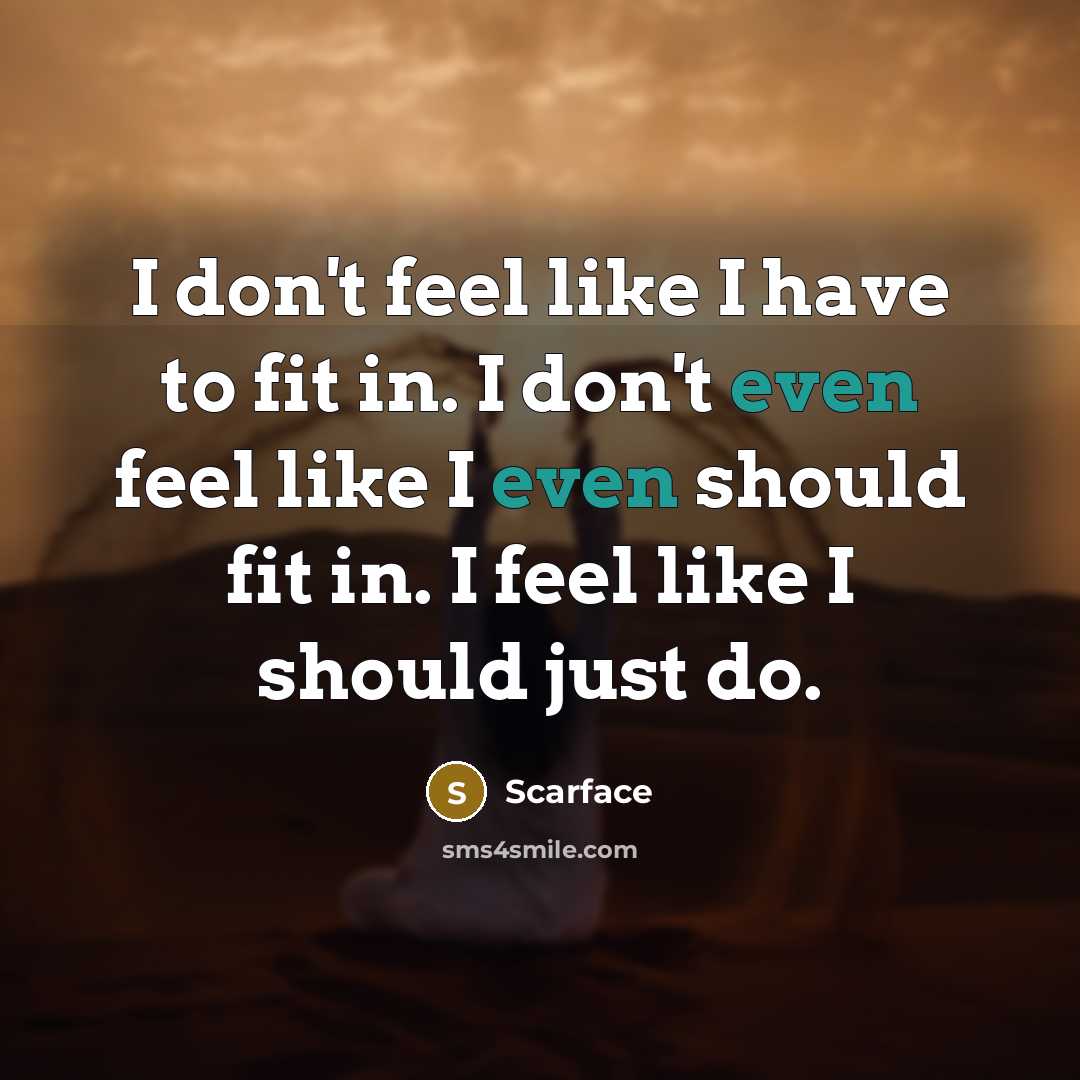 “I don't feel like I have to fit in. I…” quote by Scarface