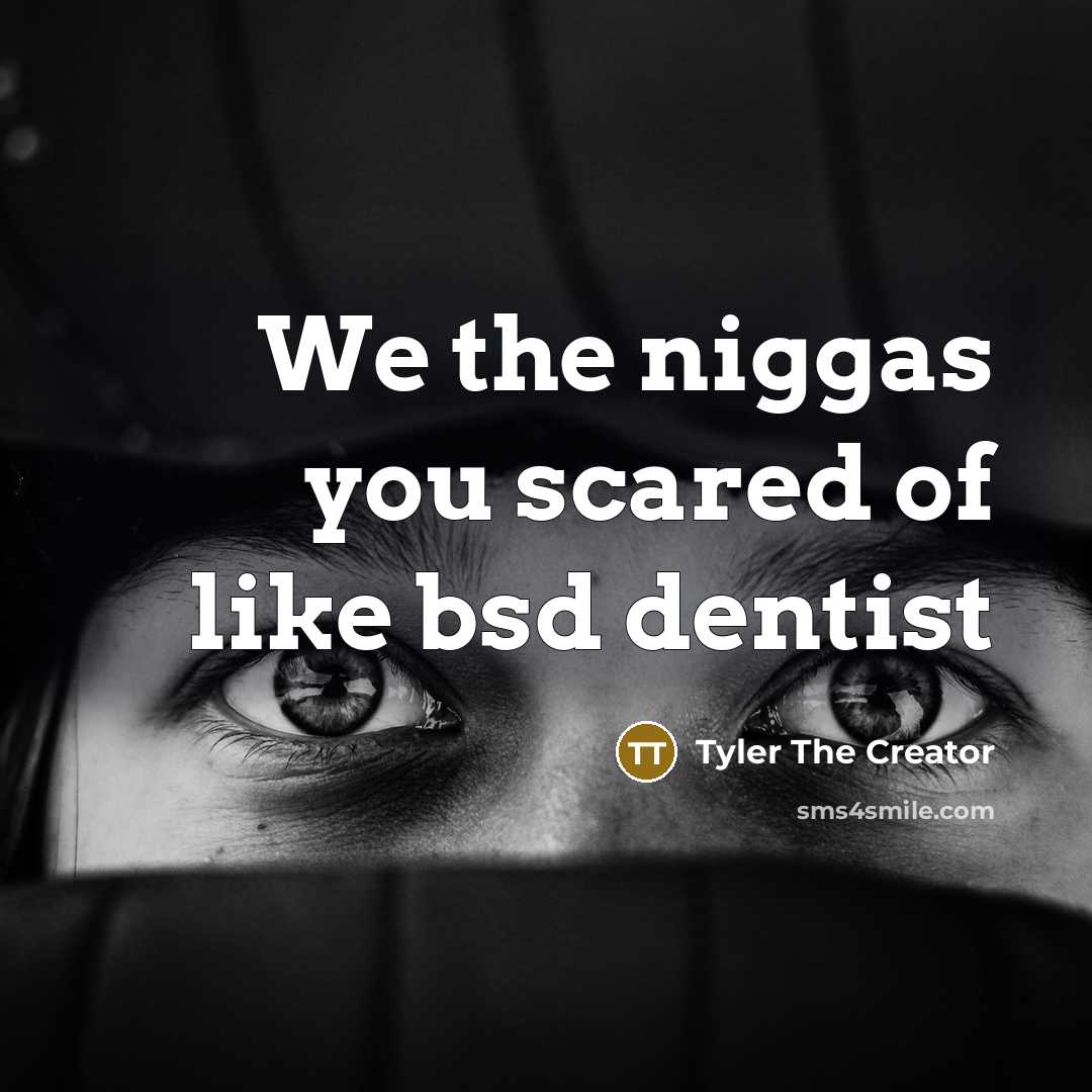 “We the niggas you scared of like bsd dentist…” quote by Tyler The Creator