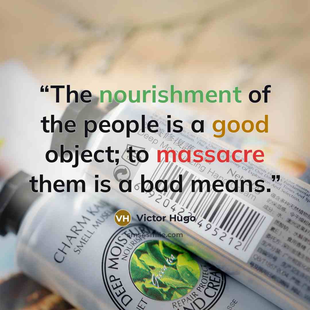 “The nourishment of the people is a good object; to massacre them is a bad means.” quote by Victor Hugo