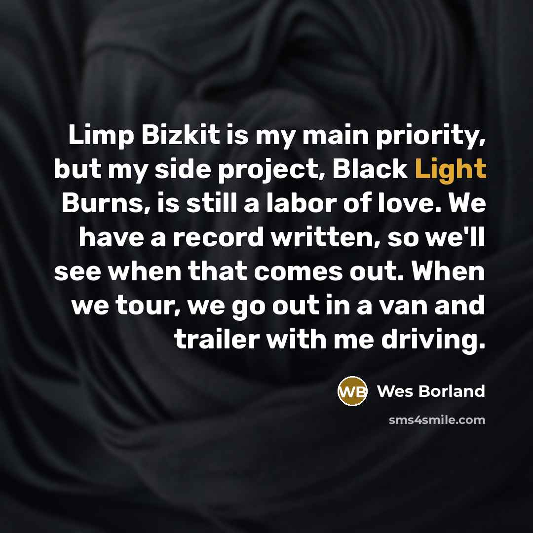 “Limp Bizkit is my main priority, but my side project,…” quote by Wes Borland