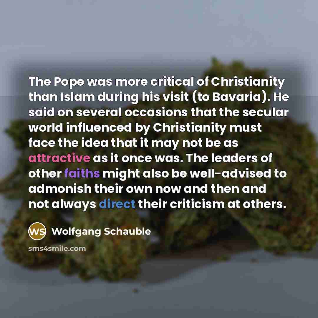 “The Pope was more critical of Christianity than Islam during…” quote by Wolfgang Schauble