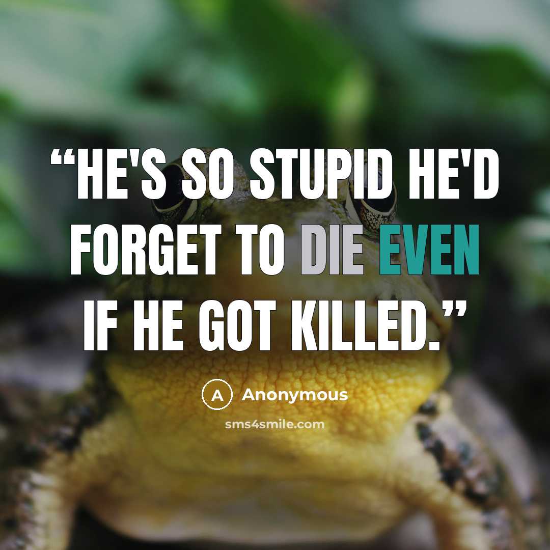 “He's so stupid he'd forget to die even if he got killed.” quote by Anonymous