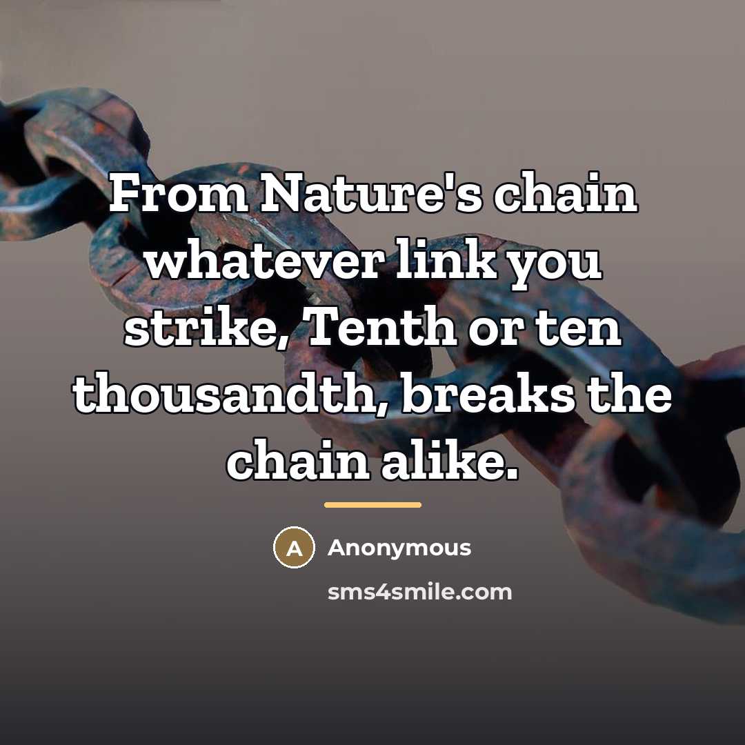 “From Nature's chain whatever link you strike, Tenth or ten…” quote by Anonymous