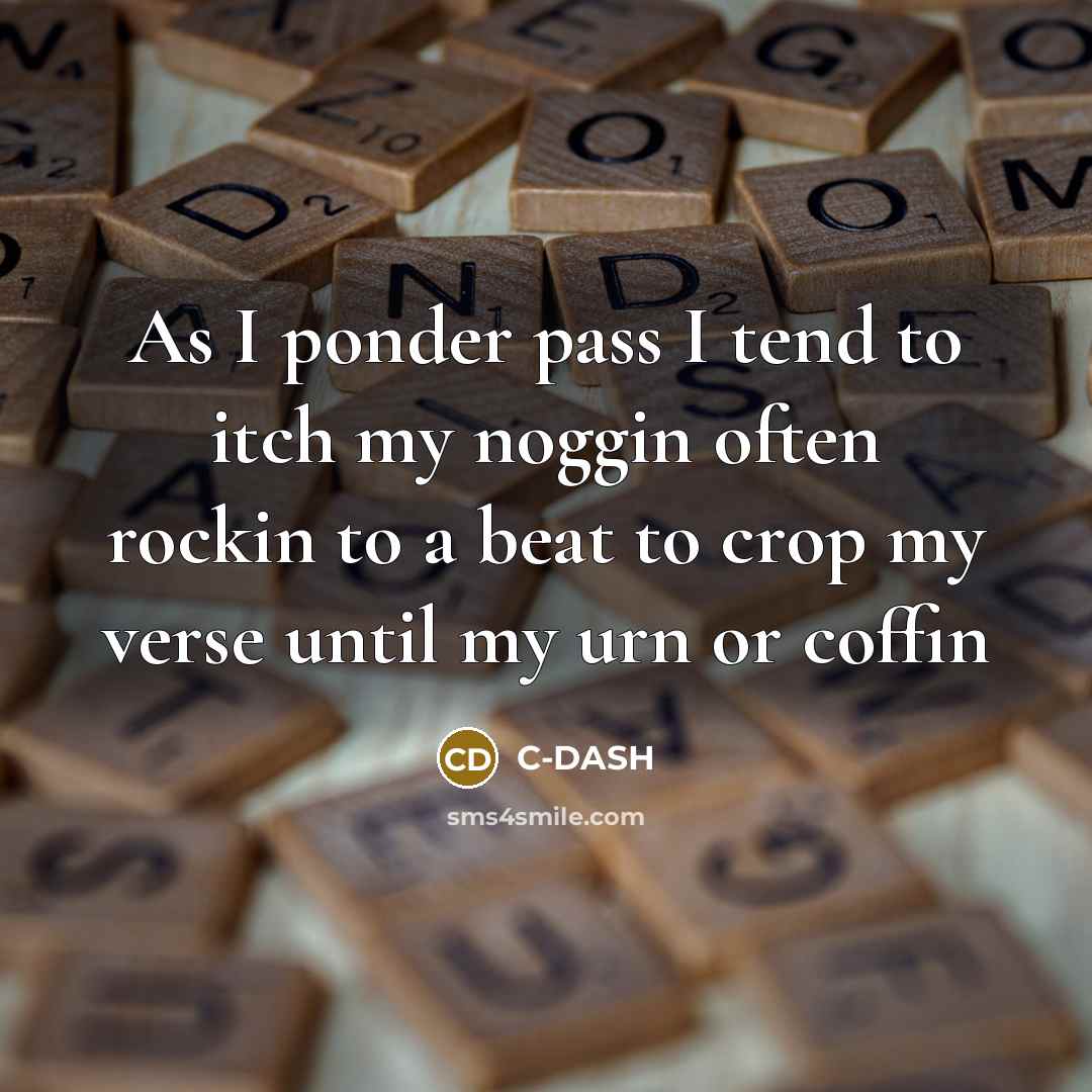 “As I ponder pass I tend to itch my noggin…” quote by C-DASH