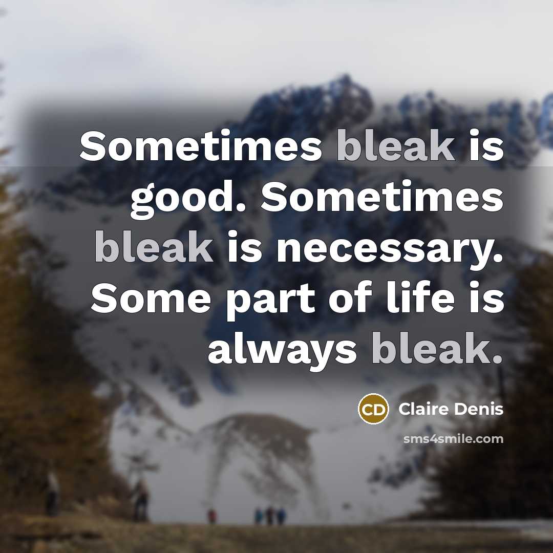 “Sometimes bleak is good. Sometimes bleak is necessary. Some part…” quote by Claire Denis