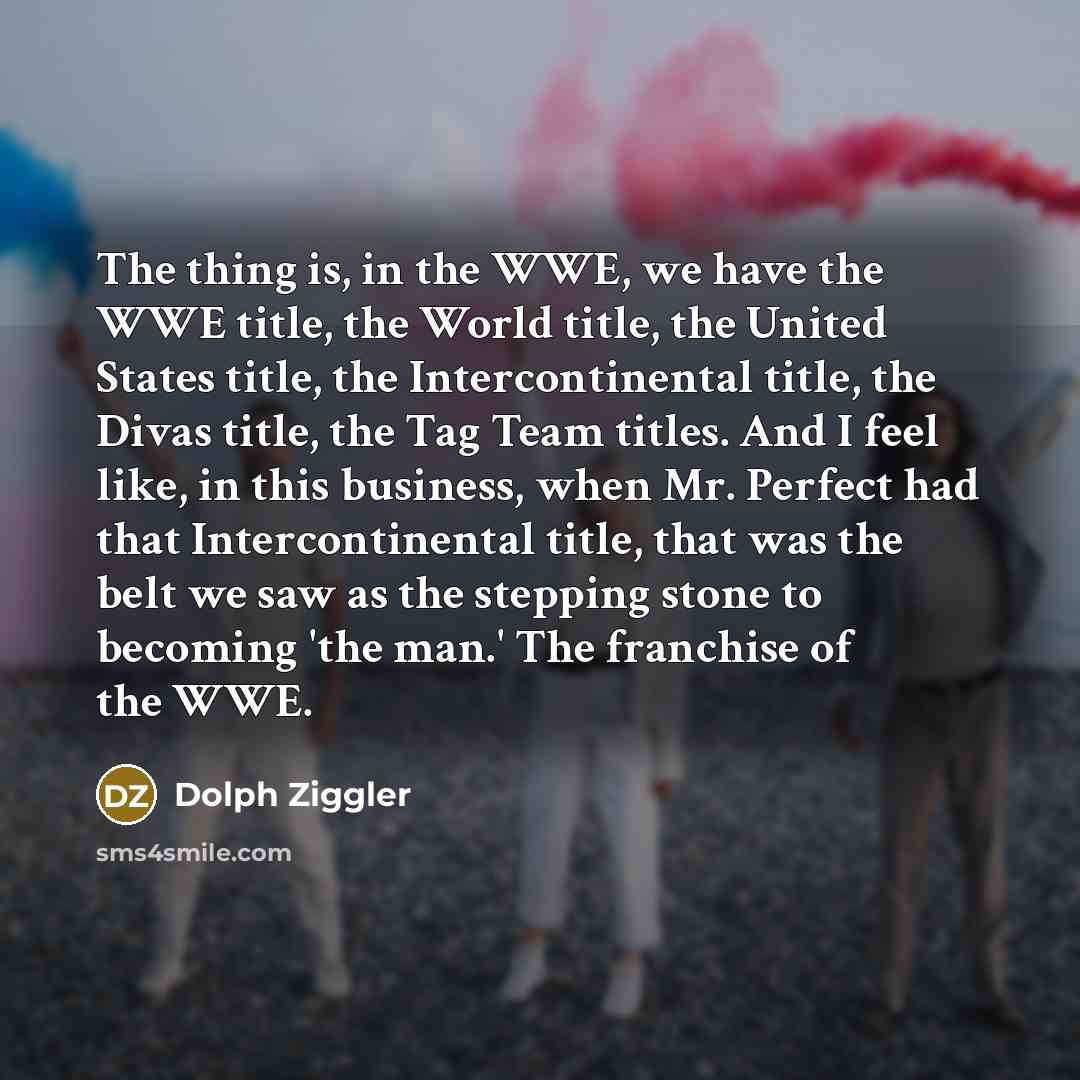 “The thing is, in the WWE, we have the WWE…” quote by Dolph Ziggler