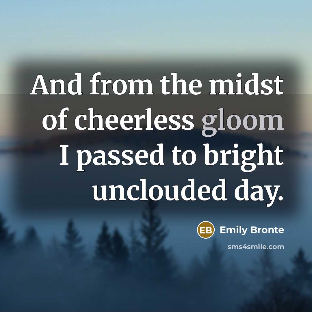 “And from the midst of cheerless gloom I passed to…” quote by Emily Bronte