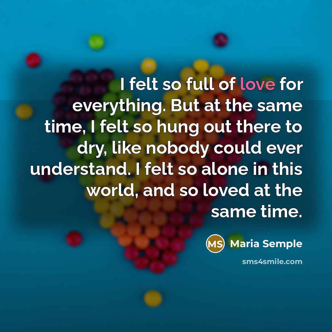 “I felt so full of love for everything. But at…” quote by Maria Semple