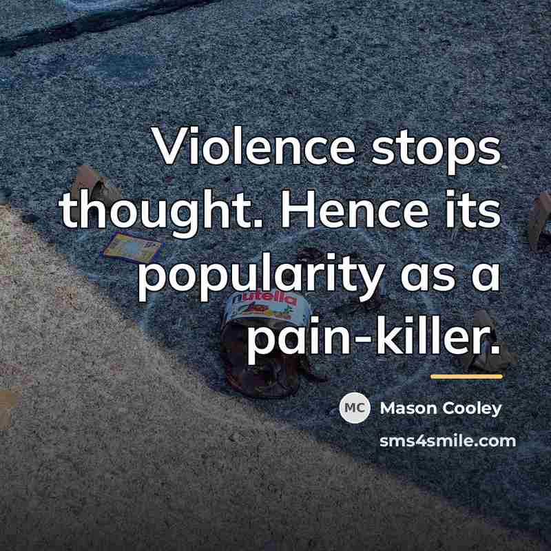 “Violence stops thought. Hence its popularity as a pain-killer.…” quote by Mason Cooley