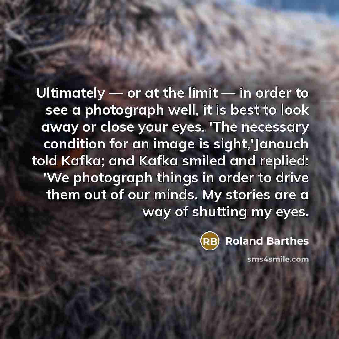 “Ultimately — or at the limit — in order to…” quote by Roland Barthes