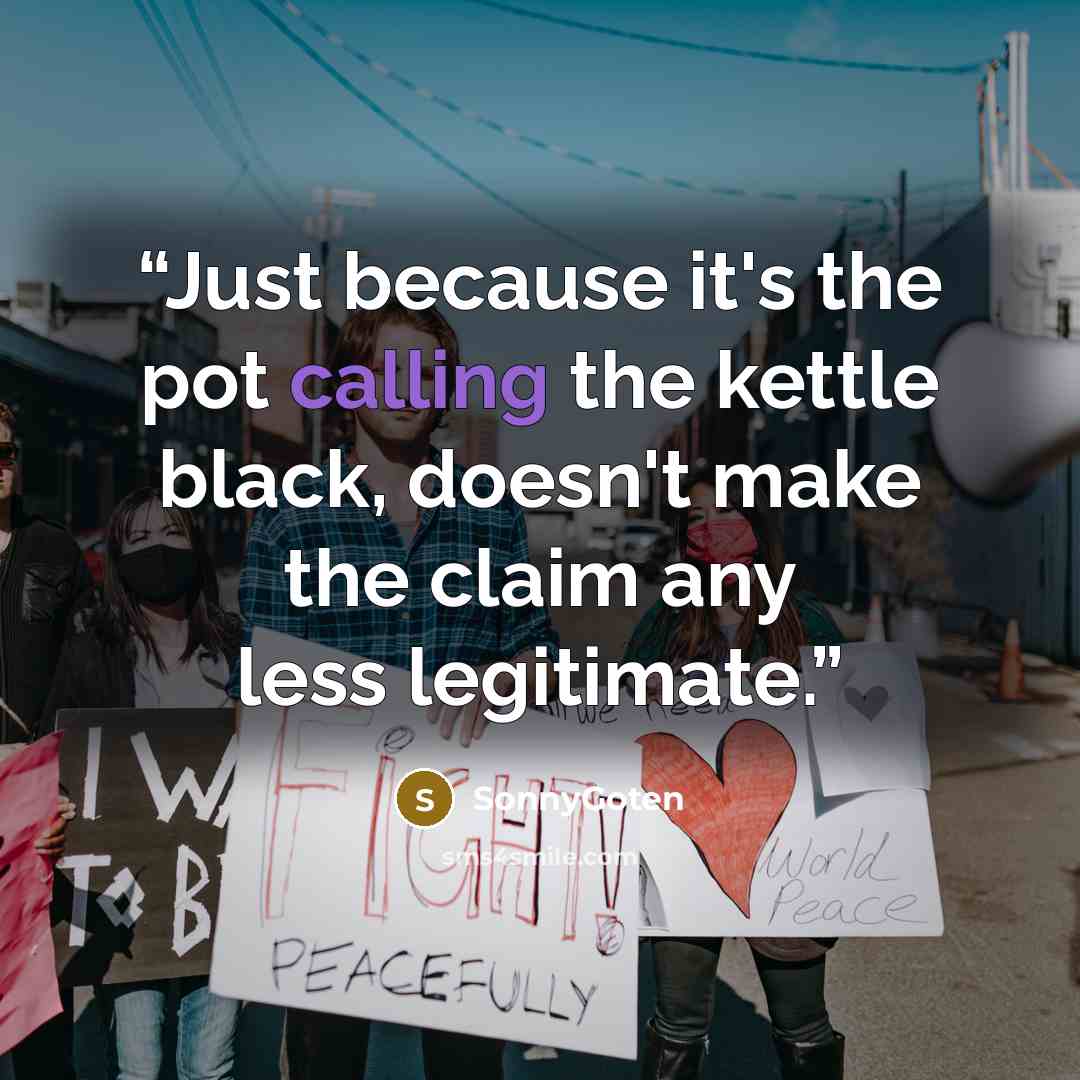 “Just because it's the pot calling the kettle black, doesn't make the claim any less legitimate.” quote by SonnyGoten