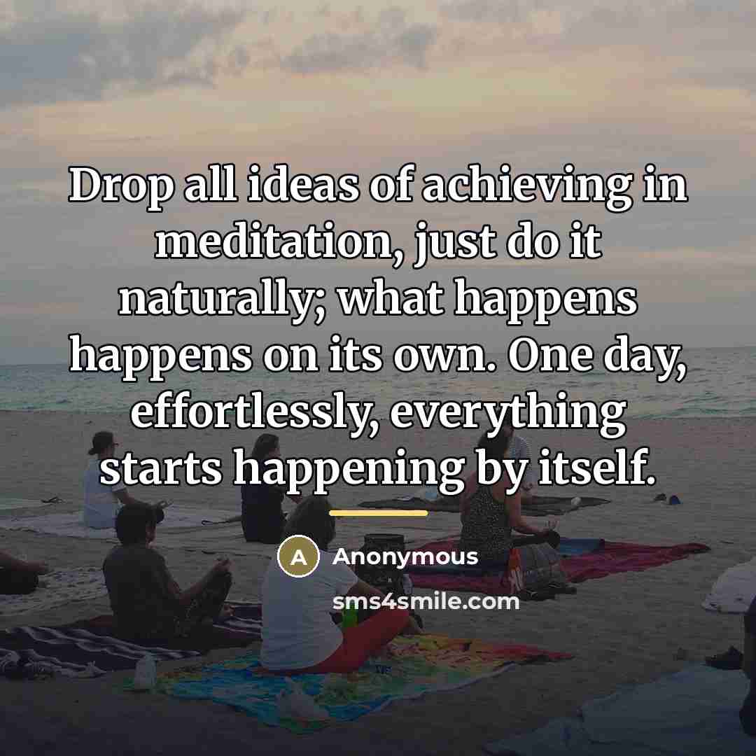 “Drop all ideas of achieving in meditation, just do it…” quote by Anonymous
