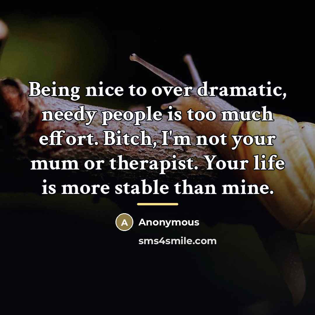 “Being nice to over dramatic, needy people is too much…” quote by Anonymous