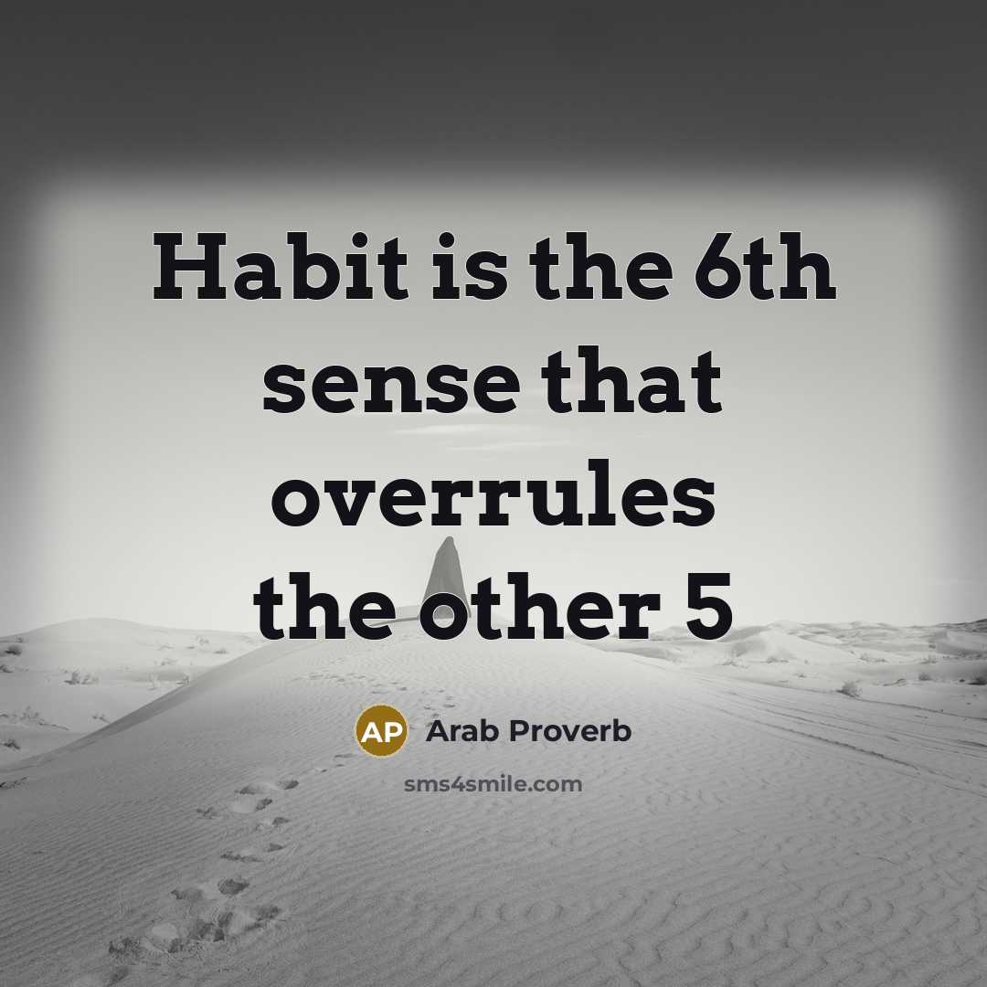 “Habit is the 6th sense that overrules the other 5…” quote by Arab Proverb