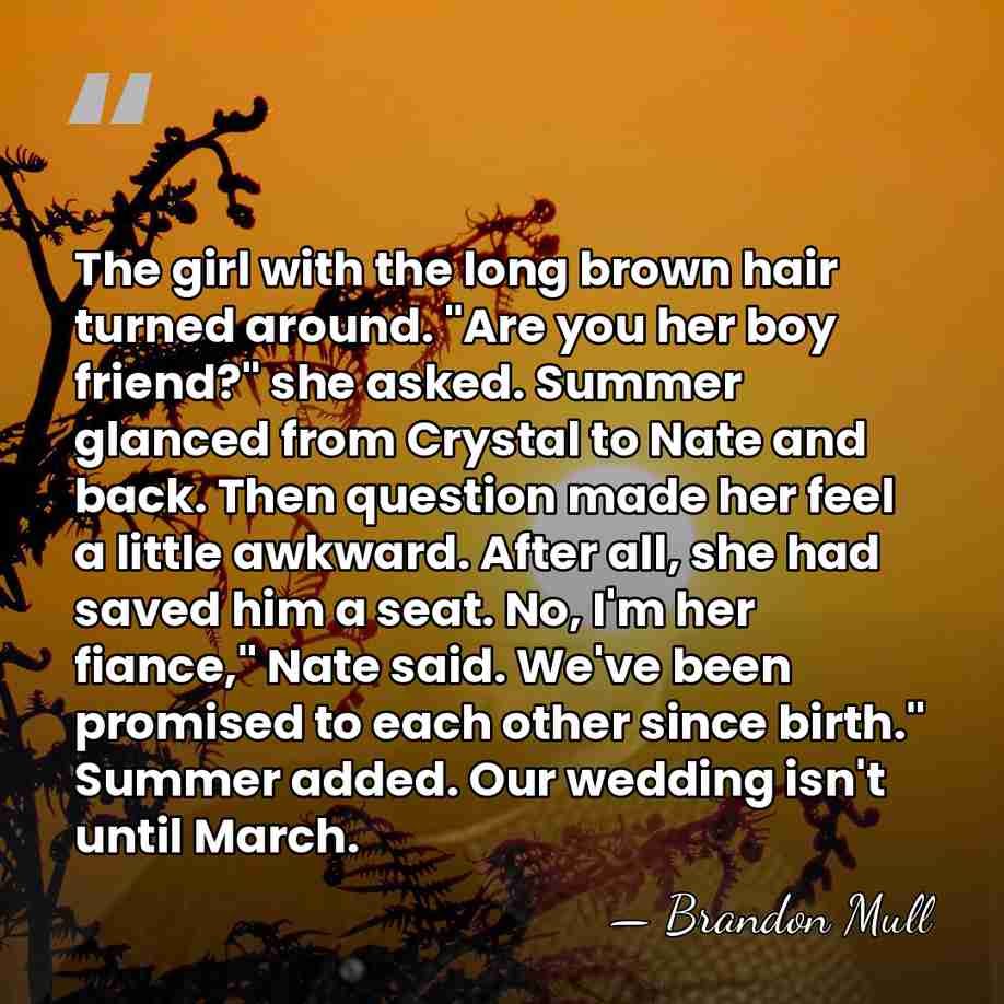 The girl with the long brown hair turned around. "Are you her&hellip; - Brandon Mull