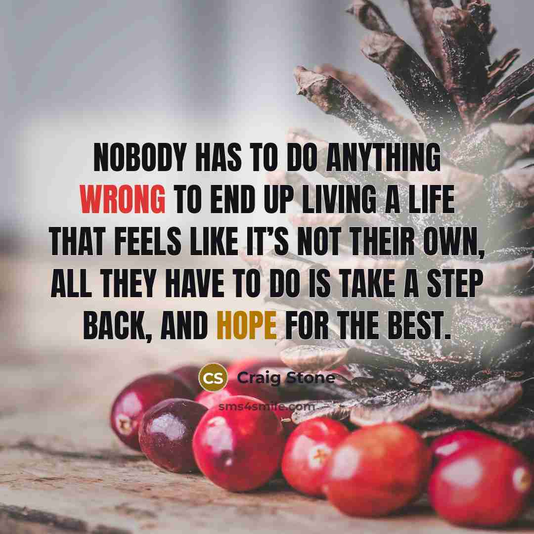 “Nobody has to do anything wrong to end up living…” quote by Craig Stone