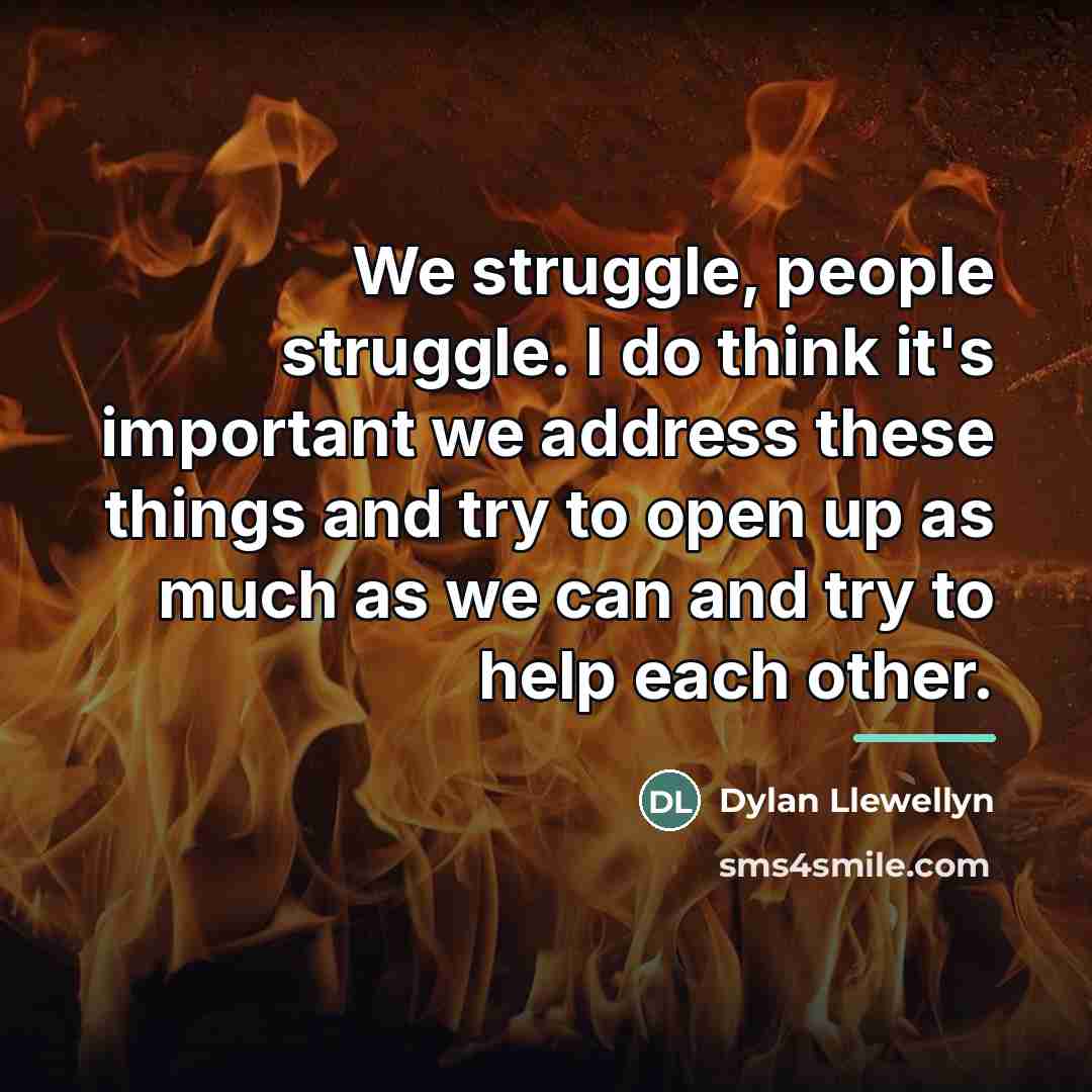 “We struggle, people struggle. I do think it's important we…” quote by Dylan Llewellyn