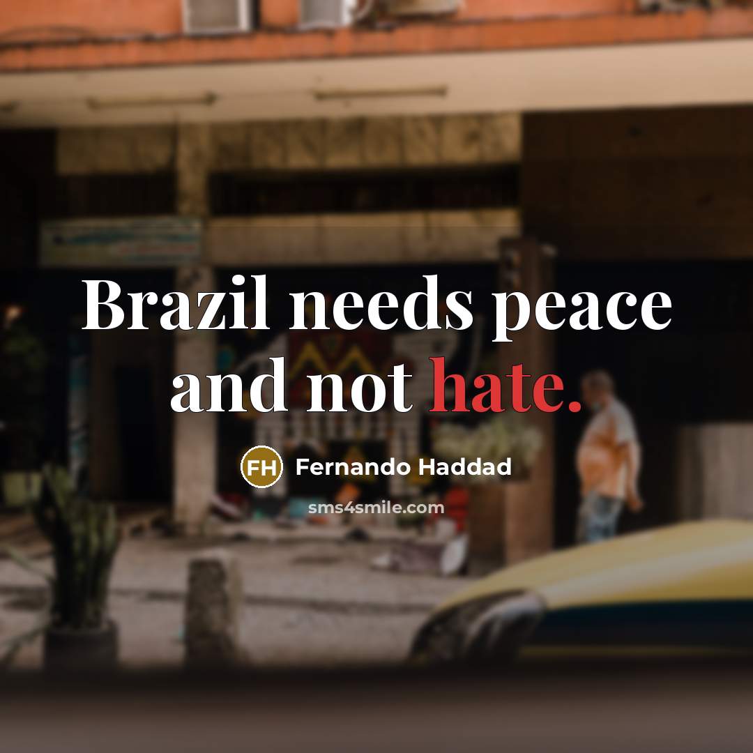 “Brazil needs peace and not hate.…” quote by Fernando Haddad