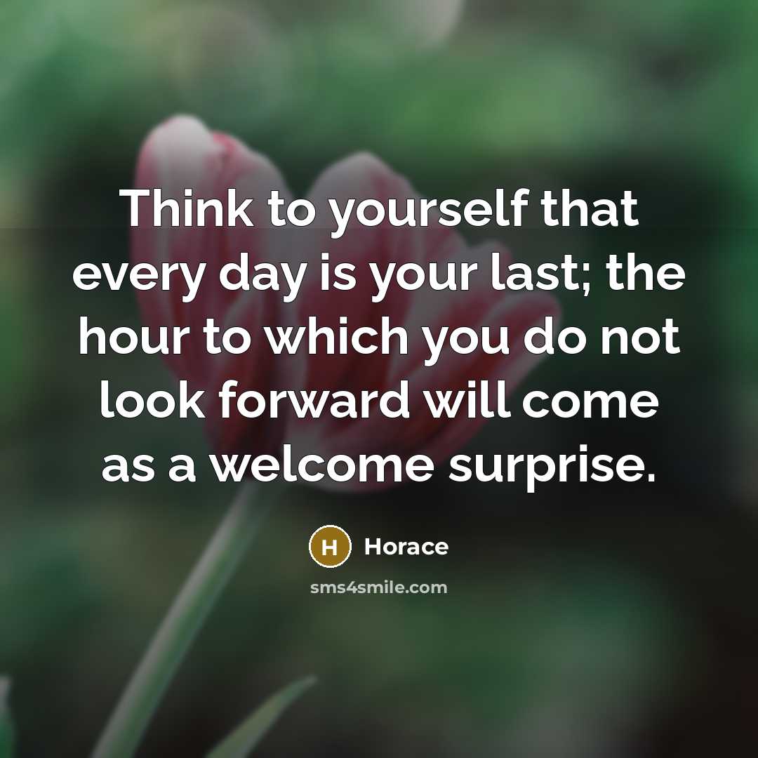 “Think to yourself that every day is your last; the…” quote by Horace
