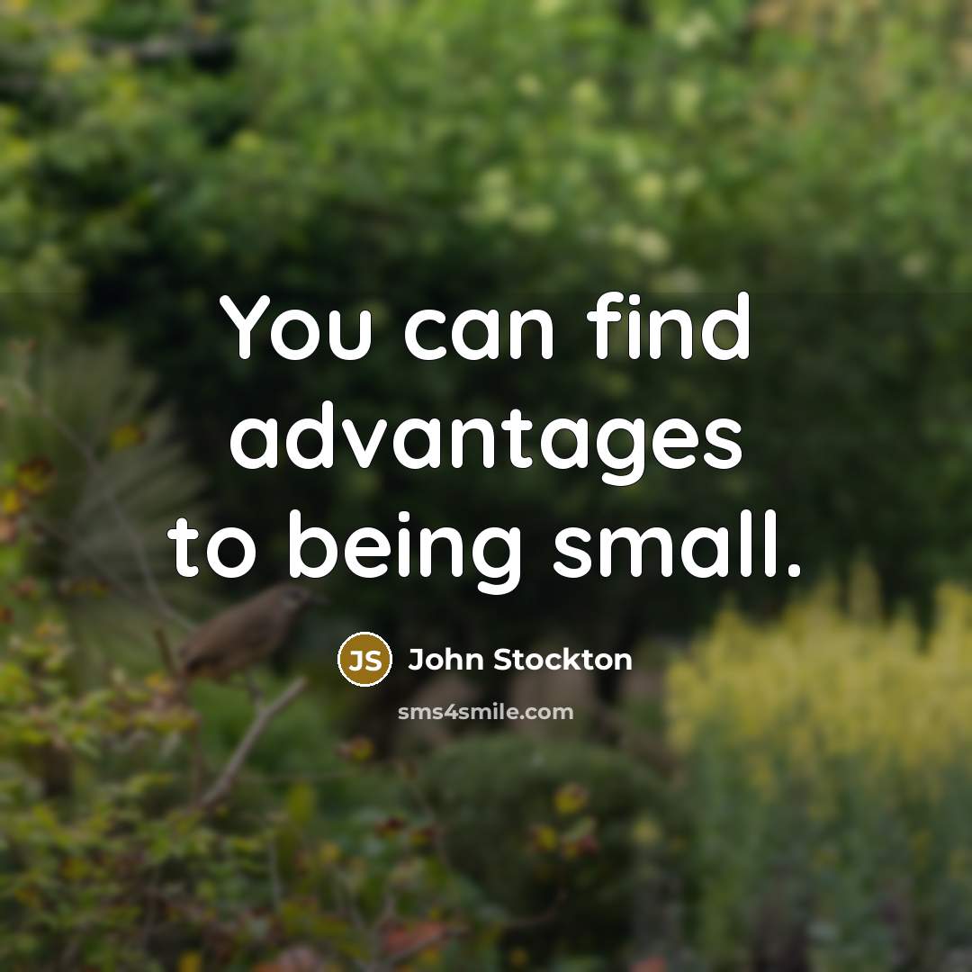 “You can find advantages to being small.…” quote by John Stockton